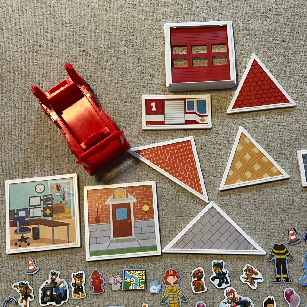 Melissa & Doug Magnetivity Fire Station Magnetic Building Set 74pc + Paw Patrol